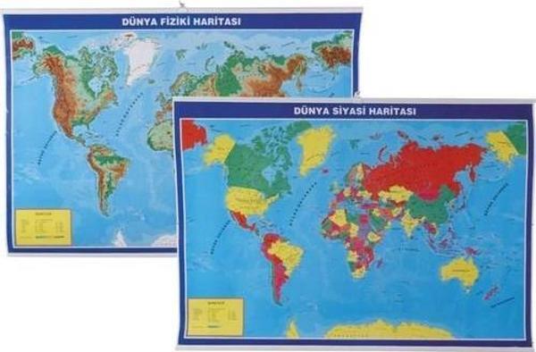 Gülpaş 998 Harita Dünya Fiziki Ve Siyasi Çıtalı 70 x 100 cm - Image 1