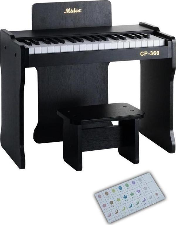 Midex CP-360BK Ahşap Çocuk Piyanosu Pilli 37 Tuşlu Gerçek Piyano Tuşları - Image 1