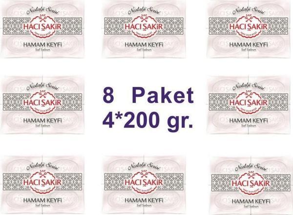 8 Paket Hacı Şakir Hamam Keyfi Saf Sabun 200 gr x 4'lü - Image 1