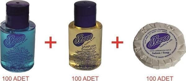 NECCO Otel Tipi 100 Ad.  Duş Şampuanı + 100 Ad. Duş Jeli + 100 Ad. Banyo Sabunu - Image 1