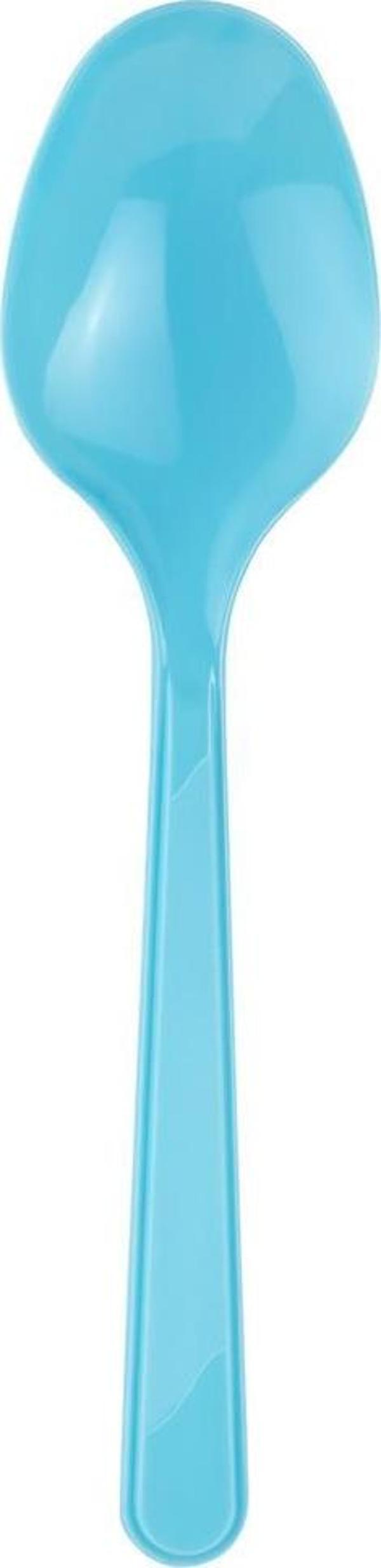 Açık Mavi Lüx Plastik Kaşık 100 Adet - Image 1