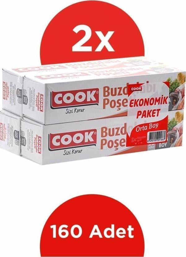 Cook Buzdolabı Poşeti  Orta Boy 24 x 38 cm 2'li Paket (160 adet) - Image 1