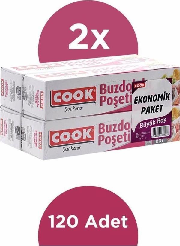 Cook Buzdolabı Poşeti Büyük Boy 30 x 45 cm 2'li Paket (120 adet) - Image 1