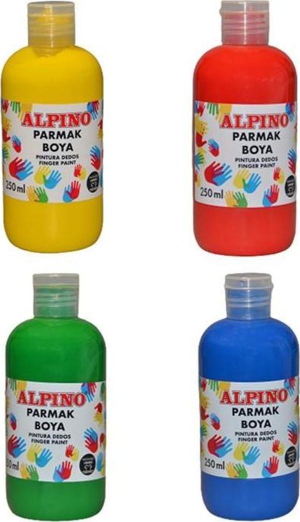 Alpino Parmak Boyası Kırmızı Mavi Yeşil Sarı 250ml Set - Image 1