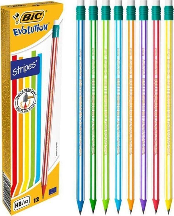Bic Kurşun Kalem Silgili Evolution Strip 646 (12 Li Paket) - Image 1