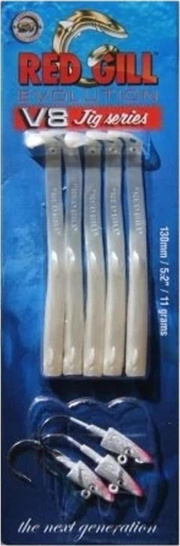 Red Gill V8 Jig Head Sand Eel 130mm 11gr - Silver Pearl - Image 1