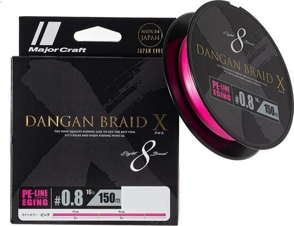 Major Craft Dangan Braid X 8X İp Misina PE 0.8 0.10mm 16lb/7.26kg 150mt Pembe - Image 1