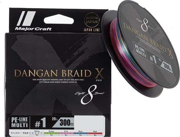 Major Craft Dangan Braid X 8X İp Misina PE 1.0 0.13mm 20lb/9.07kg 300mt Multi - Image 1