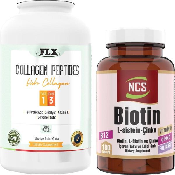 Balık Kollajeni Tip 1-3 Collagen 300 Tablet+Biotin 180 Tablet - Image 1