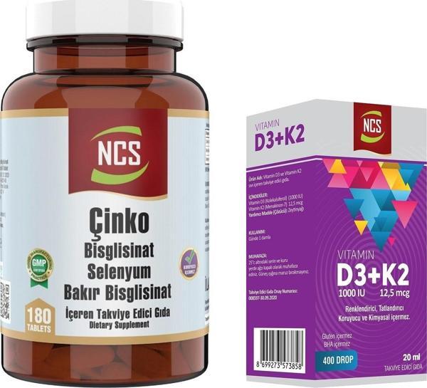 Ncs Çinko Selenyum Bakır 180 Tablet   Vitamin D3 K2 Damla - Image 1