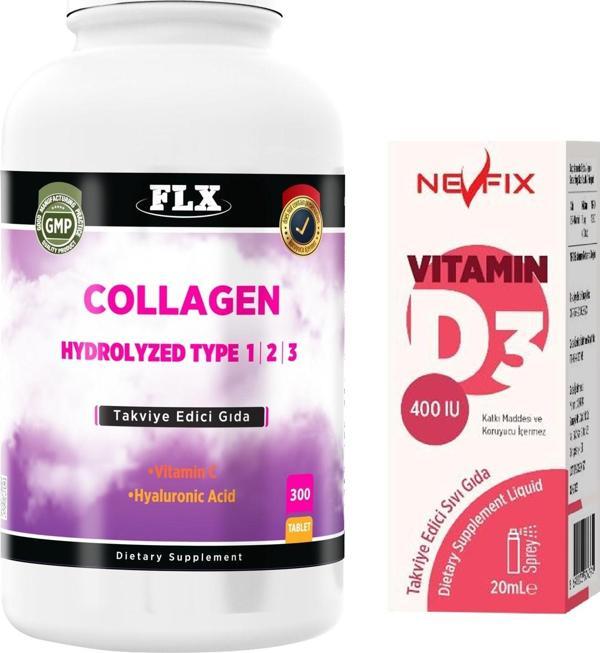 Flx Collagen Tip-1 Tip-2 Tip-3 Hyoluronic Asit 300 Tablet + Nevfix 400 Iu Sprey 20 ml - Image 1