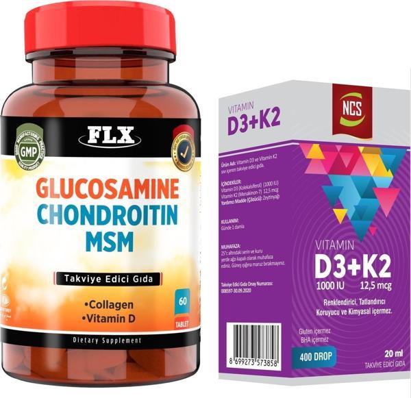Flx Glucosamine Chondroitin Msm 60 Tablet + Ncs Vitamin D3 Vitamin K2 20 ml - Image 1