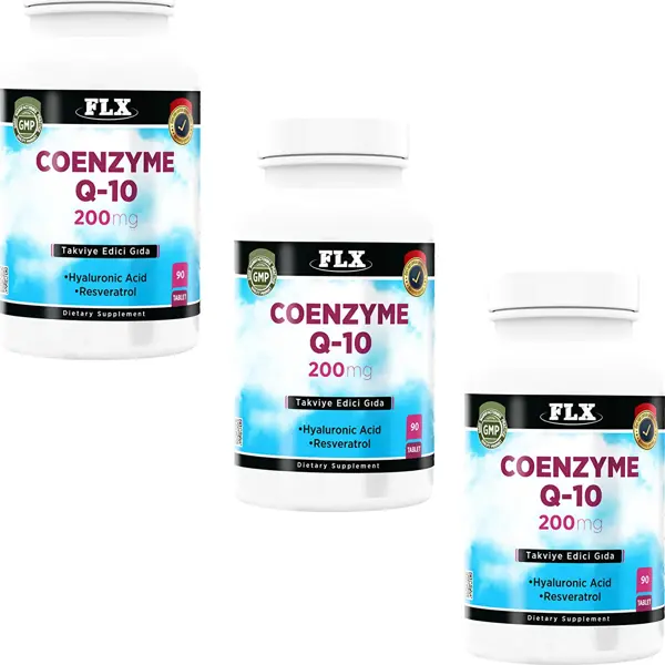 FLX Koenzim Coenzyme Q-10 200 Mg Hyaluronik Asit Resveratrol ( 3 Kutu 90 Tablet ) - Image 1