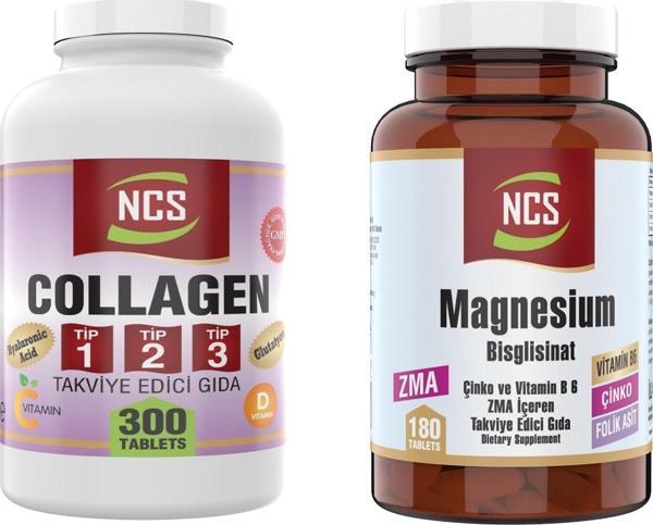 Ncs Collagen Type 1-2-3   Zma Magnezyum Bisglisinat Magnesium 180 Tablet Çinko Vitamin B6 Folic Acid - Image 1