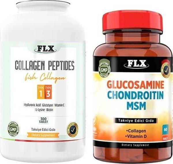 Flx Kollajen Tip 1-3 300 Tablet Flx Glukozamine Vitamin D 60 Tabet - Image 1