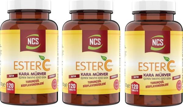 Ncs Ester C Vitamini 1000 Mg 120 Tablet Kara Mürver Turunçgil Bioflavonidleri Rutin Aserola 3 Adet - Image 1