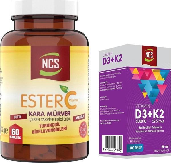 Ncs Ester C Vitamini Kara Mürver 60 Tablet   Vitamin D3 K2 Damla - Image 1