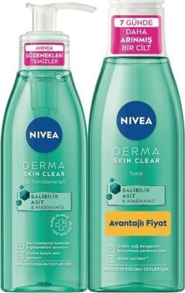 Nivea Derma Skin Clear Yüz Temizleme Jeli 150 ml+Nivea Tonik 200 Set - Image 1