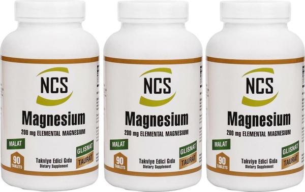 Ncs Magnesium 200 Mg Malat Taurat Glisinat 90 Tablet x 3 Adet - Image 1