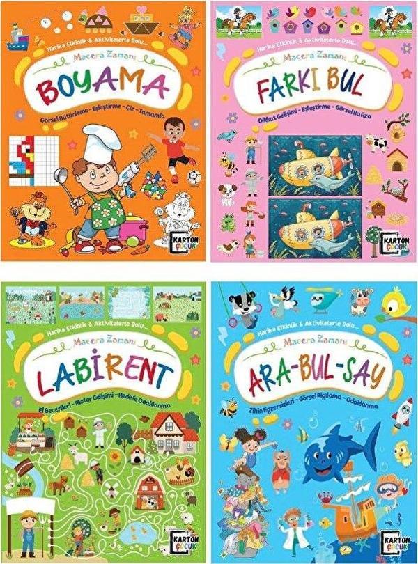 Karatay Yayınları 4E Macera Zaman Labirent Farkı Bul Boyama Arabul 4 Kitap - Image 1