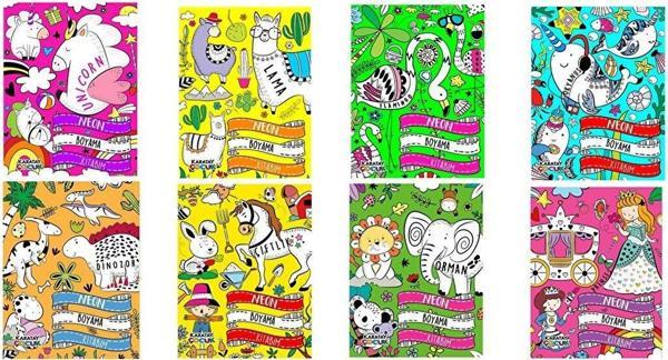Karatay Yayınları 4E Neon Boyama Kitabım-32 Sayfa 8 Kitap (Yeni) - Image 1