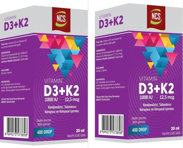 Ncs Vitamin D3 + K2 Damla 20 ml  x 2 - Image 1