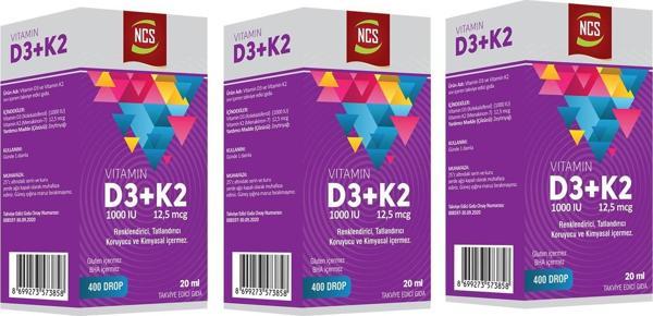 Ncs Vitamin D3 K2 Damla 20 ml 400 Damla 3 Kutu - Image 1