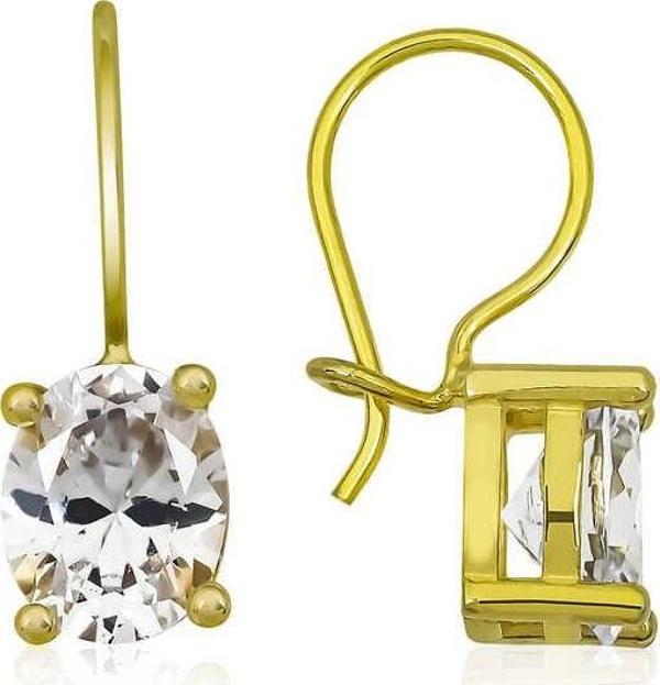Himarry ​925 Ayar Gümüş Gold Sallantılı Oval Damla Küpe - Image 1