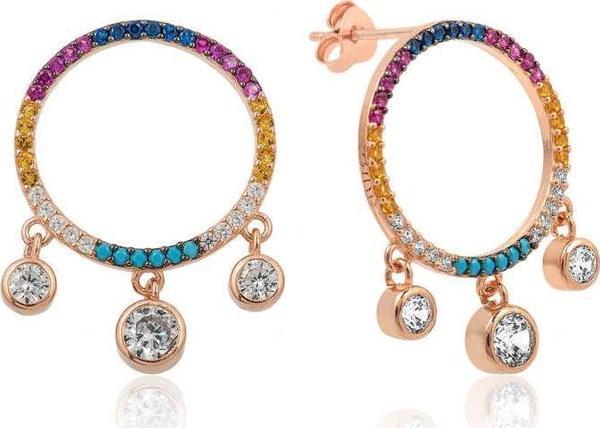 Himarry ​Gümüş Renkli Taşlı Daire Küpe - Image 1