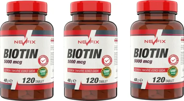 Nevfix Biotin 5000 Mcg (3 Kutu) 120 Tablet - Image 1