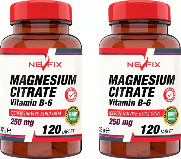 Nevfix Magnesıum Cıtrate Vitamin B-6  (2 KUTU)120 Tablet - Image 1