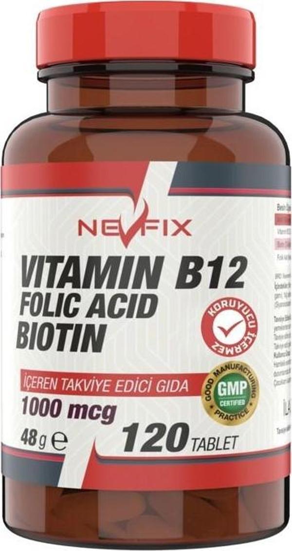 Nevfix Vitamin B12 Folic Acid Biotin 1000 Mcg 120 Tablet - Image 1