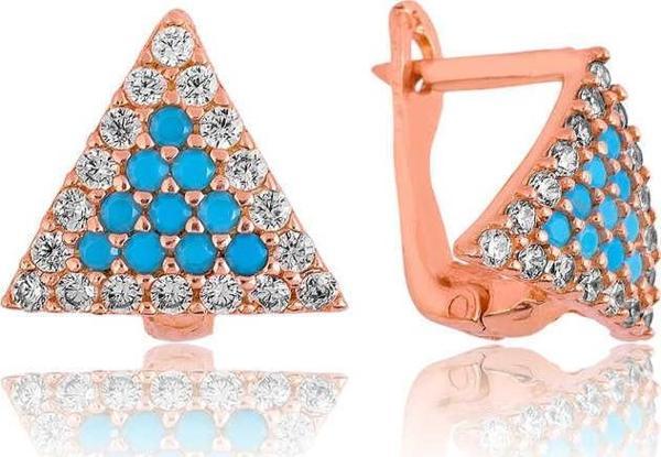 Himarry 925 Ayar Gümüş Mavi Üçgen Küpe - Image 1