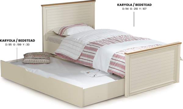 Karyola Ve Yavru Karyola URLU ARTE Model Beyaz Renk Yatak Dahil İtinal paket Kar-go - Image 1