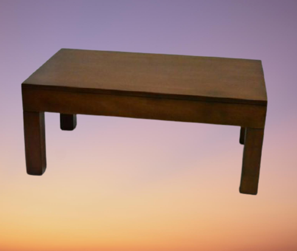 Orta Sehpa 17782 Klasik Model Ahşap Kutu Küt Ayak MDF Ceviz Natüre Tabla El Yapım - Image 1