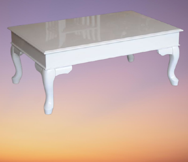 Orta Sehpa 17785 Klasik Model Kayın Aslan Ayak Kaplama tabla parlak Beyaz El Yapı - Image 1