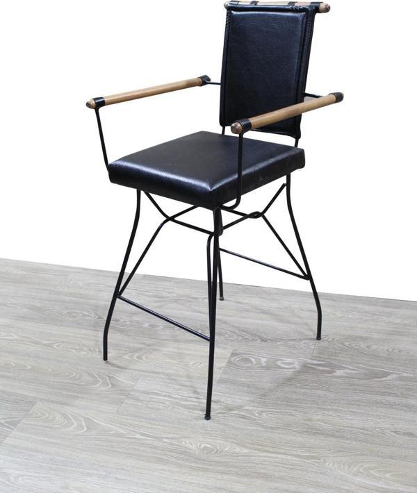 Sandalye 14593 PENYEZYüksek Model Metal Siyah fırın Boya Suni Deri Balkon-Bahçe - Image 1