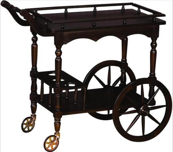 Servis Araba 12414 Teker büyük Model ahşap Kayın Natüre Ceviz Yemek servis çözüm - Image 1