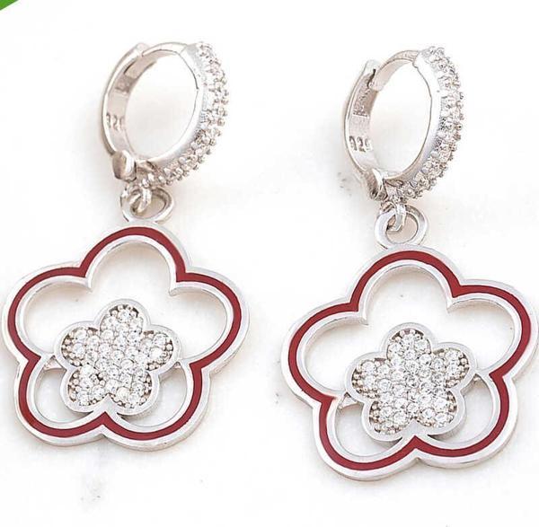 Himarry ​Gümüş Sallantılı Çiçek Desenli Kadın Küpe - Image 1