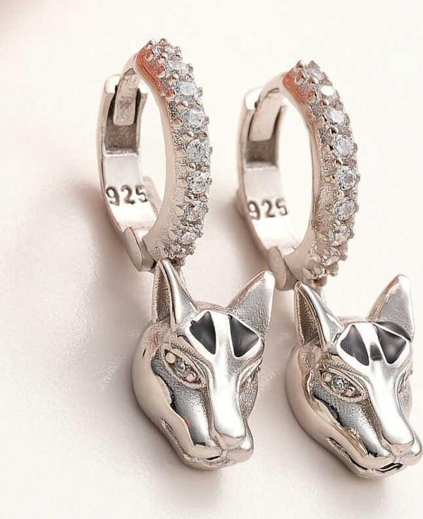 Himarry ​Gümüş Sallantılı Kaplan Figürlü Kadın Küpe - Image 1