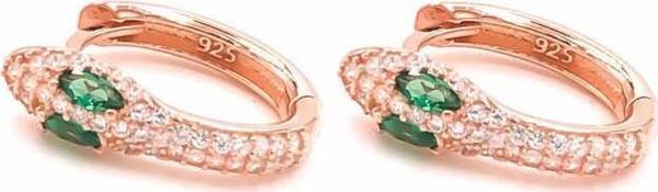 Himarry Gümüş Yeşil Gözlü Yılan Halka Küpe - Image 1