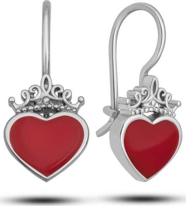 Himarry Gümüş Kırmızı Kalp Sallantılı Çocuk Küpe - Image 1