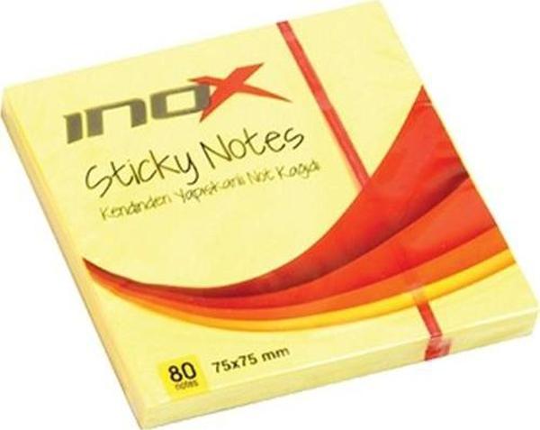 İnox 75X75 Yapışkanlı Not Kağıdı Fosforlu Sarı 80 Yp. - Image 1