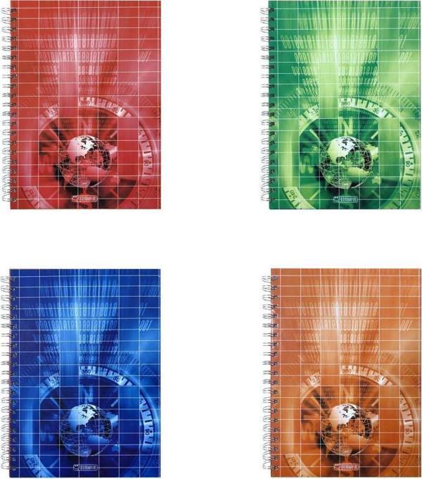 Özgün 20x28 Spiralli Sert Kapak Defter Kareli 120 Yaprak 4 Renk Bölmeli - 4 Adet - Image 1