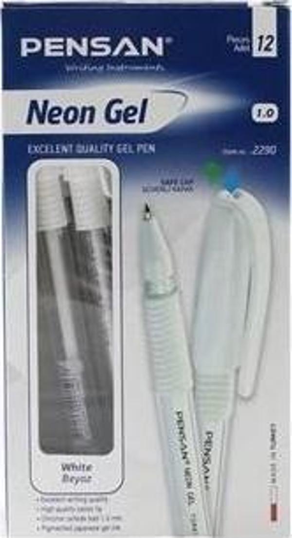 Pensan Neon Jell Kalem 1,0 Mm Beyaz 12 Li (1 Paket 12 Adet) - Image 1