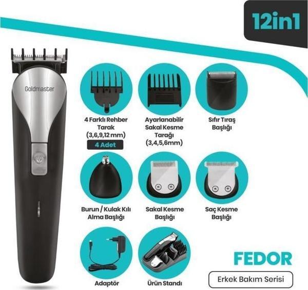 Goldmaster GM-9113 Fedor 12 in 1 Erkek Bakım Seti - Image 1