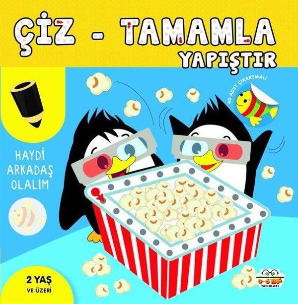 Çiz - Tamamla Yapıştır  -  Haydi Arkadaş Olalım  -  40 Adet Çıkartmalı - 0-6 Yaş Yayınları - Image 1