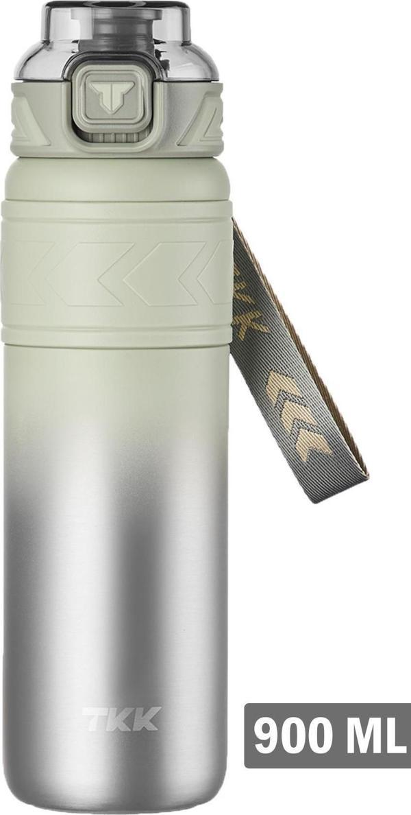 TKK Çelik Termos Matara 500ML Gri Yeşil - Image 1
