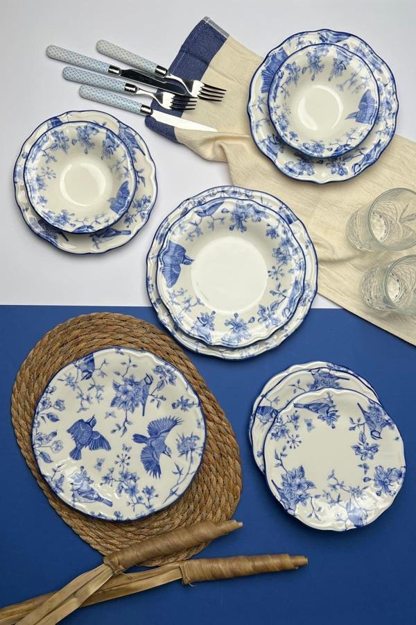 TABAK EVİ Stoneware Flower Yemek Takımı 6 Kişilik 24 Parça - Image 1