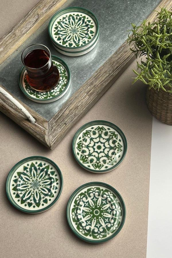 TABAK EVİ Stoneware Mozaik Green Sefa 6 lı Çay Tabağı 10cm - Image 1